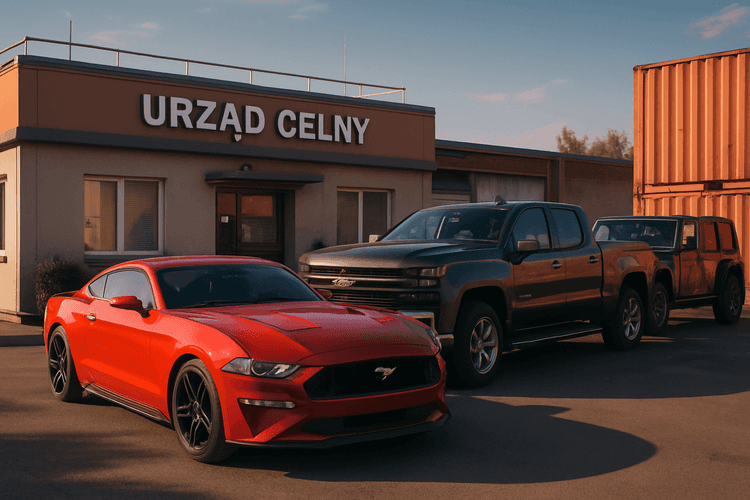 Import samochodów z USA w Polsce, z amerykańskimi autami i biurem celnym.