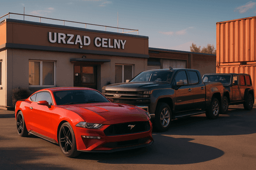 Import samochodów z USA w Polsce, z amerykańskimi autami i biurem celnym.
