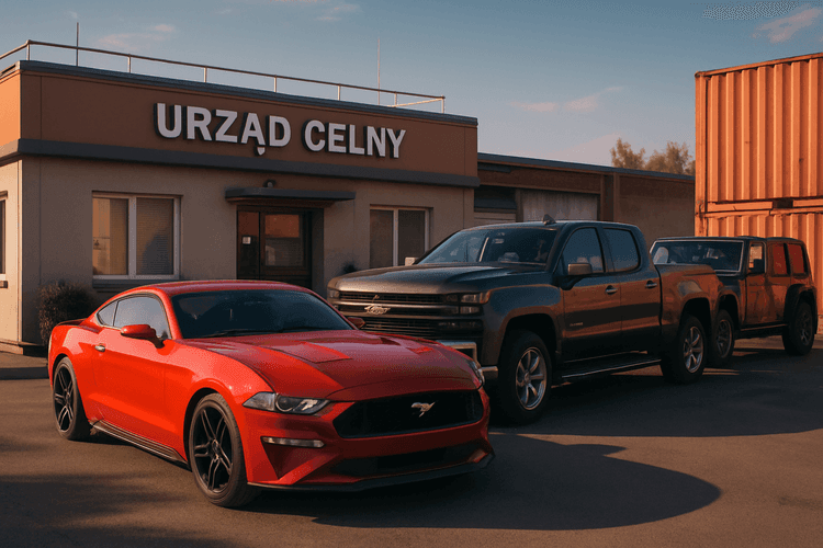 Import samochodów z USA w Polsce, z amerykańskimi autami i biurem celnym.