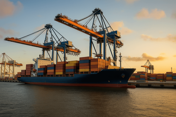 Rozładunek statku w porcie