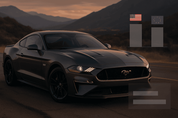 Ford Mustang GT z silnikiem V8 w malowniczej scenerii.